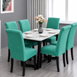                                                  Huse Scaune Elastice Lycra, Set 6 Bucăți, Universale, Lavabile, Protecție Scaun, Culoare Turcoaz