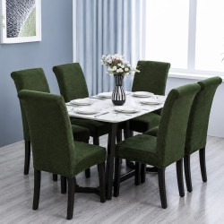                                                  Huse Scaune Elastice Lycra, Set 6 Bucăți, Universale, Lavabile, Protecție Scaun, Culoare Verde Închis