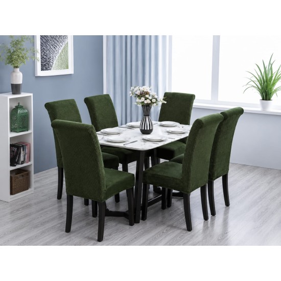                                                  Huse Scaune Elastice Lycra, Set 6 Bucăți, Universale, Lavabile, Protecție Scaun, Culoare Verde Închis