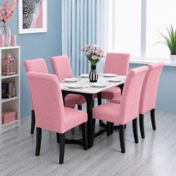                                                  Huse Scaune Elastice Lycra, Set 6 Bucăți, Universale, Lavabile, Protecție Scaun, Culoare Roz Pudră