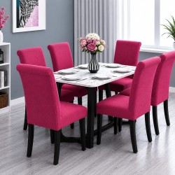                                                  Huse Scaune Elastice Lycra, Set 6 Bucăți, Universale, Lavabile, Protecție Scaun, Roz Ciclam