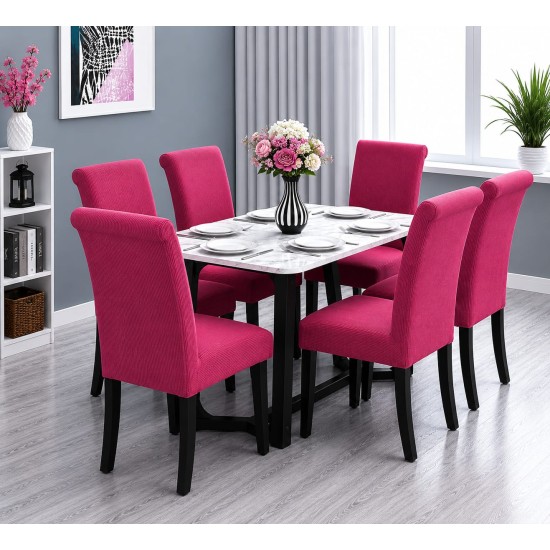                                                  Huse Scaune Elastice Lycra, Set 6 Bucăți, Universale, Lavabile, Protecție Scaun, Roz Ciclam