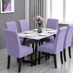                                                  Huse Scaune Elastice Lycra, Set 6 Bucăți, Universale, Lavabile, Protecție Scaun, Culoare Mov Liliac