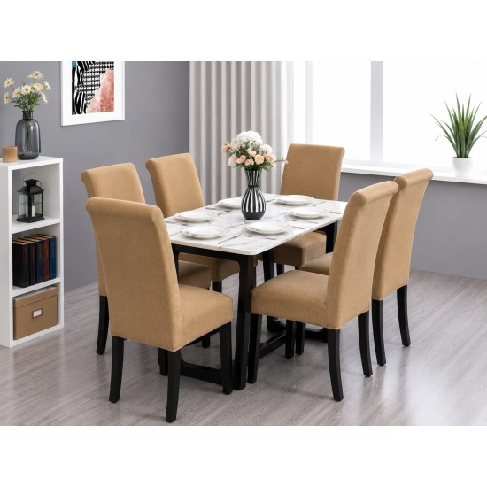                                                  Huse Scaune Elastice Lycra, Set 6 Bucăți, Universale, Lavabile, Protecție Scaun,Culoare Camel