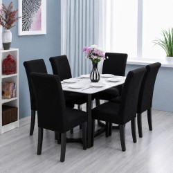                                                  Huse Scaune Elastice Lycra, Set 6 Bucăți, Universale, Lavabile, Protecție Scaun,Culoare Negru
