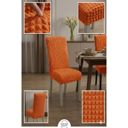                                               Huse Scaune Creponate Elastice, Set 6 Bucăți, Universale, Design Simplu, Orange
