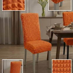                                               Huse Scaune Creponate Elastice, Set 6 Bucăți, Universale, Design Simplu, Orange