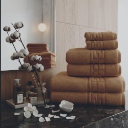  Set 6 Prosoape Premium din Bumbac 100%, Densitate 500 GSM, Textură Grecească – Bej Camel