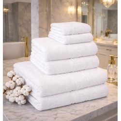  Set 6 Prosoape Premium din Bumbac 100%, Densitate 500 GSM, Textură Grecească – Alb