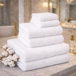  Set 6 Prosoape Premium din Bumbac 100%, Densitate 500 GSM, Textură Grecească – Alb