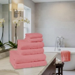  Set 6 Prosoape Premium din Bumbac 100%, Densitate 500 GSM, Textură Grecească – Roz Prăfuit