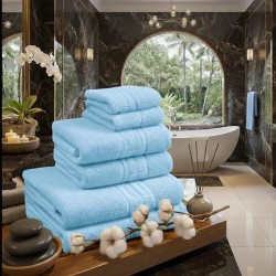  Set 6 Prosoape Premium din Bumbac 100%, Densitate 500 GSM, Textură Grecească – Bleu Azur