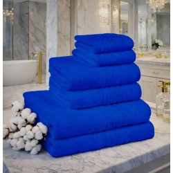  Set 6 Prosoape Premium din Bumbac 100%, Densitate 500 GSM, Textură Grecească – Albastru Regal