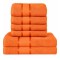  Set Prosoape Bumbac 6 Piese – 420 GSM, Portocaliu, cu Bordură Decorativă