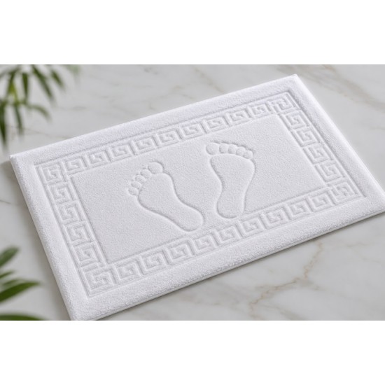 Covoraș de baie hotelier 50x70 cm, 850 GSM, 100% Bumbac, Bordură Grecească și Model Tălpi