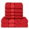  Set Prosoape Bumbac 6 Piese – 420 GSM, Roșu, cu Bordură Decorativă