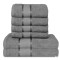  Set Prosoape Bumbac 6 Piese – 420 GSM, Gri, cu Bordură Decorativă