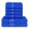  Set Prosoape Bumbac 6 Piese – 420 GSM, Albastru, cu Bordură Decorativă