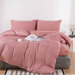                                                 Lenjerie 4 Piese Bumbac Tricotat Premium Pat Dublu Cearceaf cu Elastic