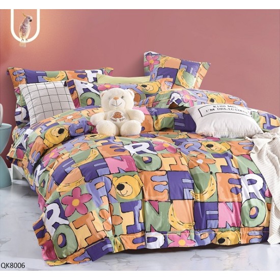 Lenjerie 4 piese 1 persoana cearceaf cu elastic Lumea Literelor Lenjerie 4 piese 1 persoana cearceaf cu elastic Lumea Literelor