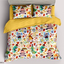                                      Lenjerie 4 piese 1 persoana cearceaf cu elastic Safari colorat