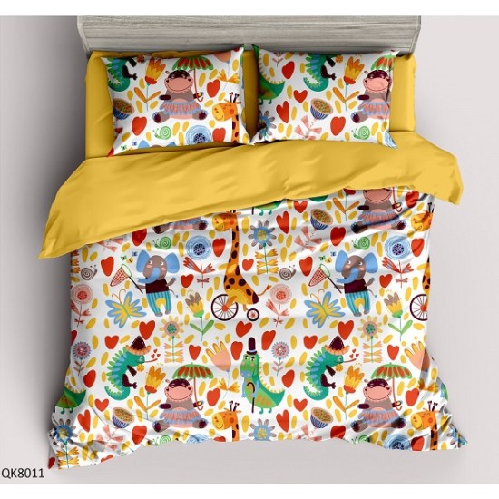Lenjerie 4 piese 1 persoana cearceaf cu elastic Safari colorat Lenjerie 4 piese 1 persoana cearceaf cu elastic Safari colorat