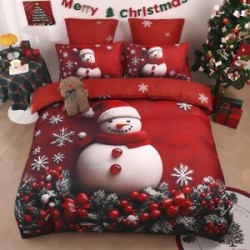 Set Lenjerie de Pat de Crăciun 5D cu Elastic (6 Piese), Colecția Sărbători de Poveste - Cearceaf 180x200 cm