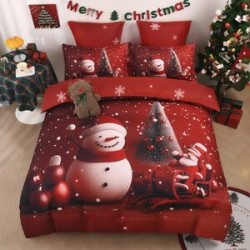 Set Lenjerie de Pat de Crăciun 5D cu Elastic (6 Piese), Colecția Sărbători de Poveste - Cearceaf 180x200 cm