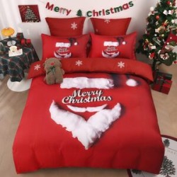 Set Lenjerie de Pat de Crăciun 5D cu Elastic (6 Piese), Colecția Sărbători de Poveste - Cearceaf 180x200 cm