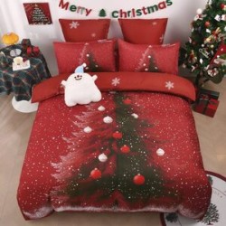 Set Lenjerie de Pat de Crăciun 5D cu Elastic (6 Piese), Colecția Sărbători de Poveste - Cearceaf 180x200 cm