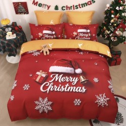 Set Lenjerie de Pat de Crăciun 5D cu Elastic (6 Piese), Colecția Sărbători de Poveste - Cearceaf 180x200 cm
