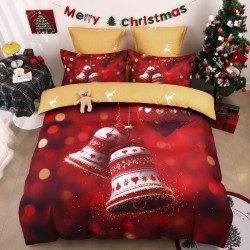 Set Lenjerie de Pat de Crăciun 5D cu Elastic (6 Piese), Colecția Sărbători de Poveste - Cearceaf 180x200 cm