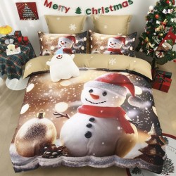 Set Lenjerie de Pat de Crăciun 5D cu Elastic (6 Piese), Colecția Sărbători de Poveste - Cearceaf 180x200 cm