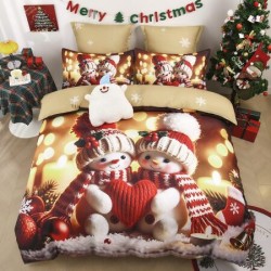 Set Lenjerie de Pat de Crăciun 5D cu Elastic (6 Piese), Colecția Sărbători de Poveste - Cearceaf 180x200 cm