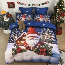 Set Lenjerie de Pat de Crăciun 5D cu Elastic (6 Piese), Colecția Sărbători de Poveste - Cearceaf 180x200 cm