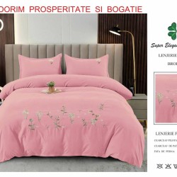                                                        Lenjerie de Pat Lux Finet Brodată 4 Piese – Elegant Pucioasa – Pat 2 Persoane