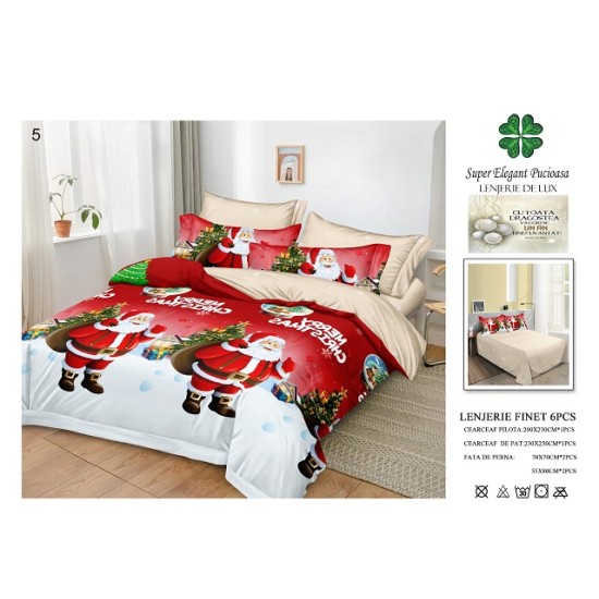                                                     Lenjerie de Pat 6 Piese Finet - Colecția Magică de Crăciun