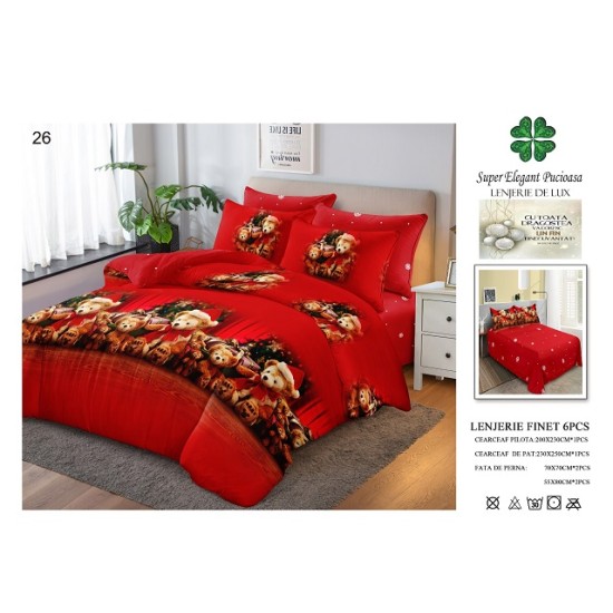                                                     Lenjerie de Pat 6 Piese Finet - Colecția Magică de Crăciun