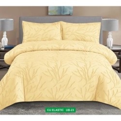                                                      Lenjerii de pat 4 Piese Broderie Cearceaf cu Elastic