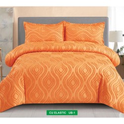                                           Lenjerii de pat 4 Piese Broderie Cearceaf cu Elastic