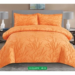                                                     Lenjerii de pat 4 Piese Broderie Cearceaf cu Elastic