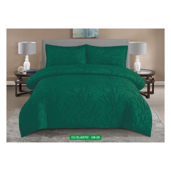                                                     Lenjerii de pat 4 Piese Broderie Cearceaf cu Elastic