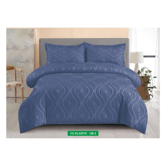                                                     Lenjerii de pat 4 Piese Broderie Cearceaf cu Elastic