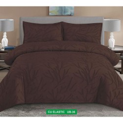                                                     Lenjerii de pat 4 Piese Broderie Cearceaf cu Elastic