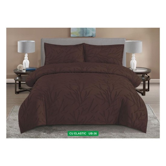                                                     Lenjerii de pat 4 Piese Broderie Cearceaf cu Elastic