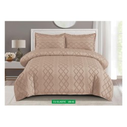                                                      Lenjerii de pat 4 Piese Broderie Cearceaf cu Elastic