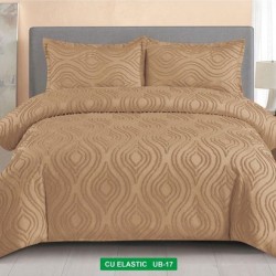                                          Lenjerii de pat 4 Piese Broderie Cearceaf cu Elastic
