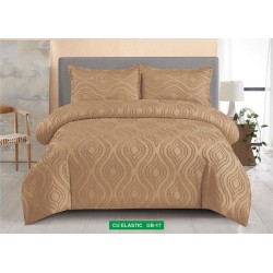                                          Lenjerii de pat 4 Piese Broderie Cearceaf cu Elastic