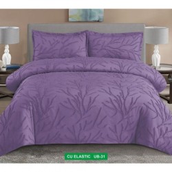                                           Lenjerii de pat 4 Piese Broderie Cearceaf cu Elastic