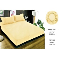                                                        Husă de Pat cu Elastic (Set 3 Piese) – Cearceaf 180x200 cm + 2 Fețe de Pernă